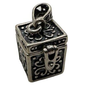 Vintage Prayer Box Locket Pendant Charm 925 Sterling Silver Religious Faith Hope